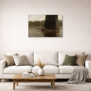 Gallery-wrapped canvas print of Thomas Eakins's The Pair Oared displayed on a wall in a living room