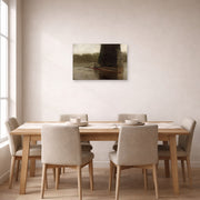 Unframed poster print of Thomas Eakins's The Pair Oared displayed on a wall in a dining room