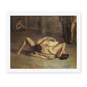 Thomas Eakins's 'The Wrestlers' painting reproduced as a rolled canvas print