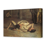 Thomas Eakins's 'The Wrestlers' painting reproduced as a gallery-wrapped canvas print