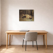 Gallery-wrapped canvas print of Thomas Eakins's The Wrestlers displayed on a wall in a office