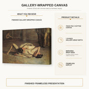 Thomas Eakins - The Wrestlers gallery wrap canvas construction and hanging details infographic
