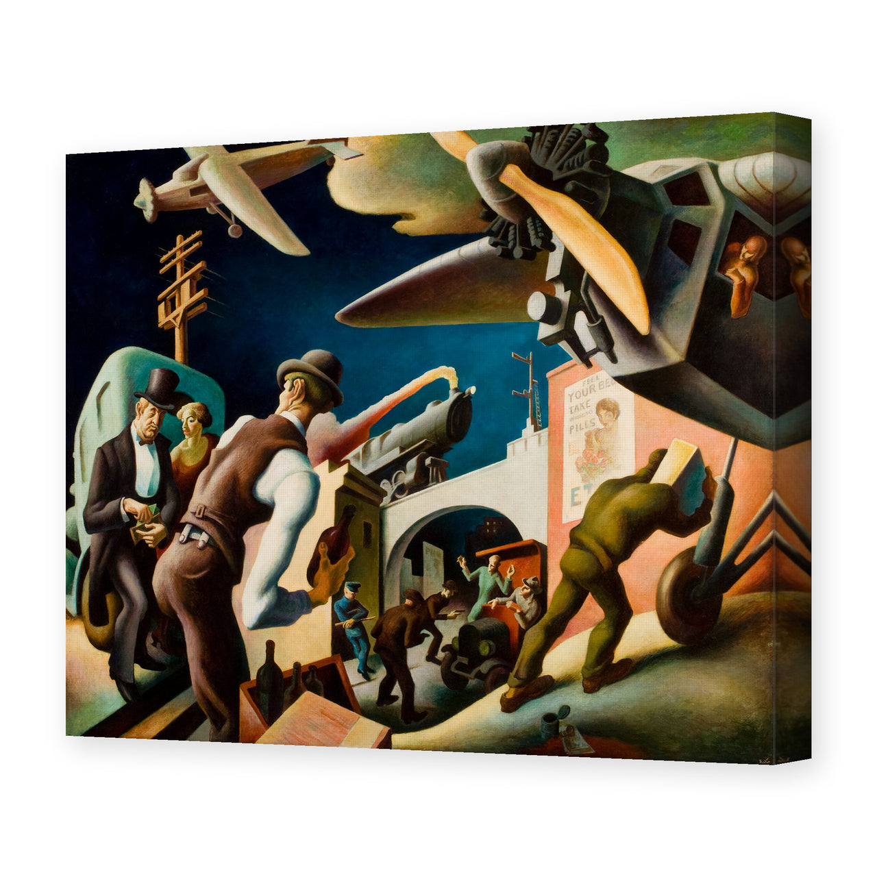 Thomas Hart Benton's 'Bootleggers' painting reproduced as a gallery-wrapped canvas print