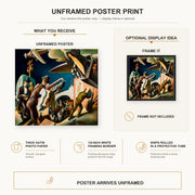 Thomas Hart Benton - Bootleggers poster print size comparison and framing display infographic
