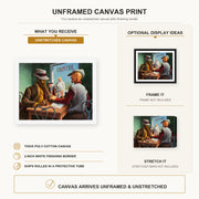 Thomas Hart Benton - Discussion canvas print size comparison and framing display infographic