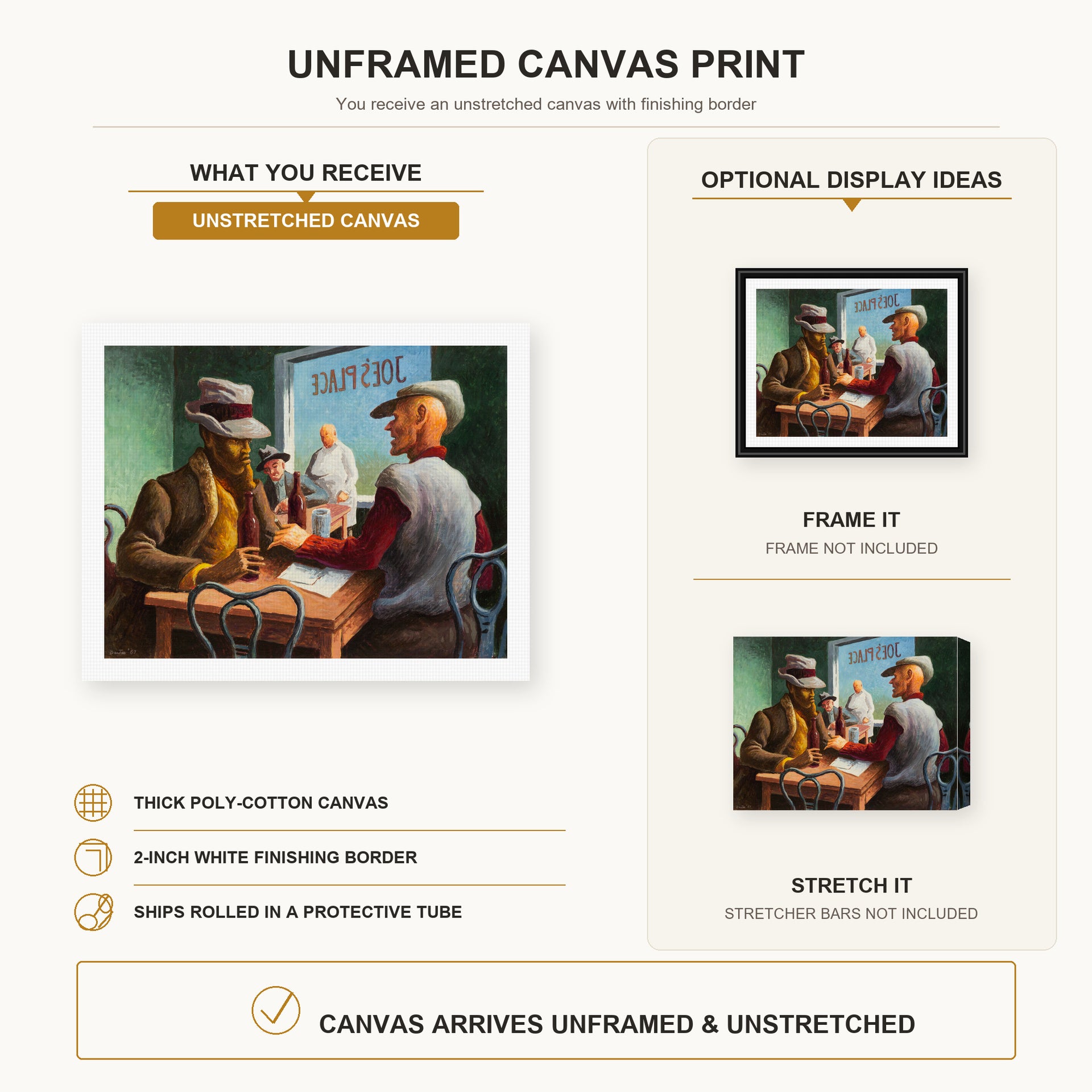 Thomas Hart Benton - Discussion canvas print size comparison and framing display infographic