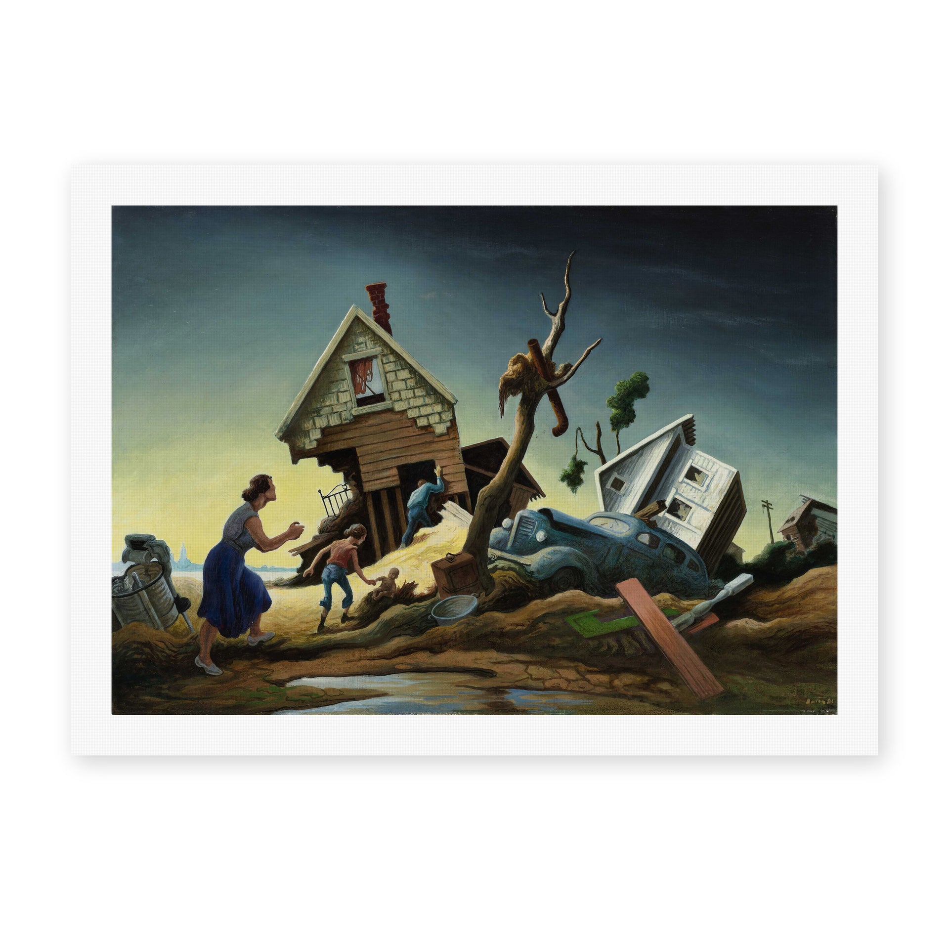 Thomas Hart Benton's 'Flood Disaster' painting reproduced as a rolled canvas print