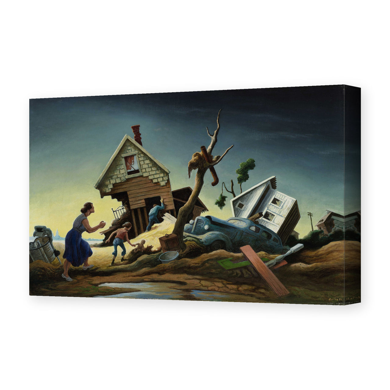 Thomas Hart Benton's 'Flood Disaster' painting reproduced as a gallery-wrapped canvas print