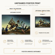 Thomas Hart Benton - Flood Disaster poster print size comparison and framing display infographic