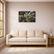 Gallery-wrapped canvas print of Thomas Hart Benton's Hollywood displayed on a wall in a living room