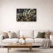 Gallery-wrapped canvas print of Thomas Hart Benton's Hollywood displayed on a wall in a living room