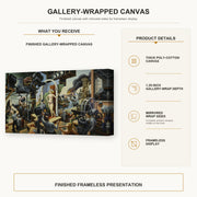 Thomas Hart Benton - Hollywood gallery wrap canvas construction and hanging details infographic