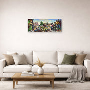 Gallery-wrapped canvas print of Thomas Hart Benton's Joplin at the Turn of the Century displayed on a wall in a living room