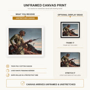 Thomas Hart Benton - Negro Soldier canvas print size comparison and framing display infographic