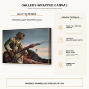 Thomas Hart Benton - Negro Soldier gallery wrap canvas construction and hanging details infographic