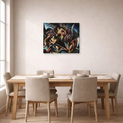 Gallery-wrapped canvas print of Thomas Hart Benton's People of Chilmark displayed on a wall in a dining room