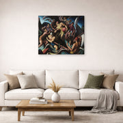 Gallery-wrapped canvas print of Thomas Hart Benton's People of Chilmark displayed on a wall in a living room