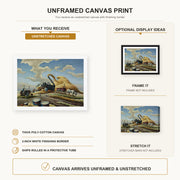 Thomas Hart Benton - Rice Threshing canvas print size comparison and framing display infographic