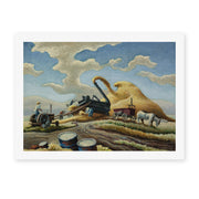 Thomas Hart Benton's 'Rice Threshing' painting reproduced as a rolled canvas print