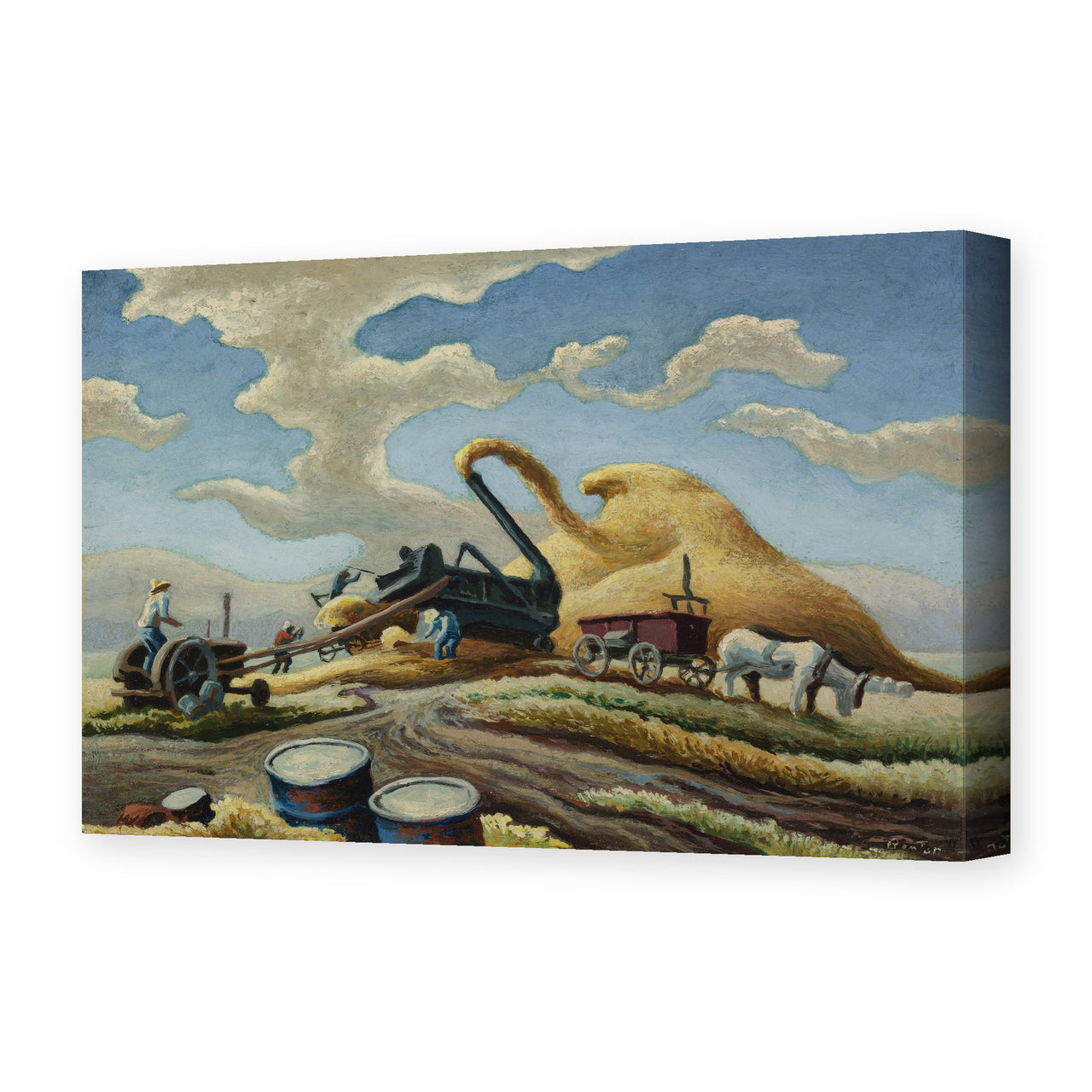 Thomas Hart Benton's 'Rice Threshing' painting reproduced as a gallery-wrapped canvas print