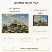 Thomas Hart Benton - Rice Threshing poster print size comparison and framing display infographic