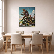Gallery-wrapped canvas print of Thomas Hart Benton's The Kentuckian displayed on a wall in a dining room