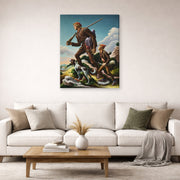 Gallery-wrapped canvas print of Thomas Hart Benton's The Kentuckian displayed on a wall in a living room