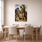 Gallery-wrapped canvas print of Thomas Hart Benton's The Lost Hunting Ground displayed on a wall in a dining room