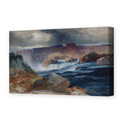 Thomas Moran's 'Shoshone Falls, Idaho', depicting Shoshone Falls on Idaho's Snake River, reproduced as a gallery-wrapped canvas print