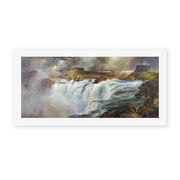 Thomas Moran's 'Shoshone Falls on the Snake River', depicting Shoshone Falls on Idaho's Snake River, reproduced as a rolled canvas print