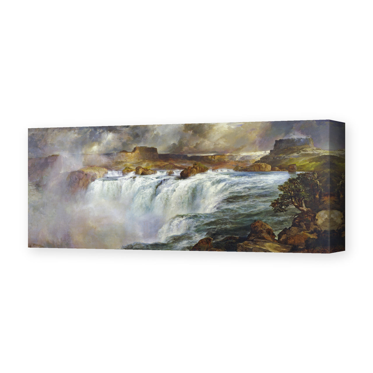 Thomas Moran's 'Shoshone Falls on the Snake River', depicting Shoshone Falls on Idaho's Snake River, reproduced as a gallery-wrapped canvas print