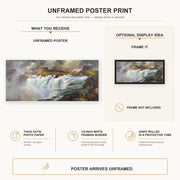 Thomas Moran - Shoshone Falls on the Snake River poster print size comparison and framing display infographic