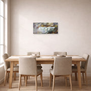 Unframed poster print of Thomas Moran's Shoshone Falls on the Snake River displayed on a wall in a dining