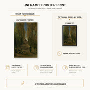 Vincent van Gogh - Avenue of Poplars in Autumn poster print size comparison and framing display infographic