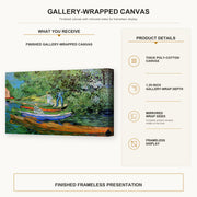 Vincent van Gogh - Bank of the Oise at Auvers gallery wrap canvas construction and hanging details infographic