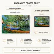 Vincent van Gogh - Bank of the Oise at Auvers poster print size comparison and framing display infographic