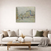 Gallery-wrapped canvas print of Vincent van Gogh's Boulevard De Clichy displayed on a wall in a living room