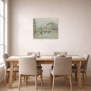 Unframed poster print of Vincent van Gogh's Boulevard De Clichy displayed on a wall in a dining room