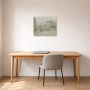 Unframed poster print of Vincent van Gogh's Boulevard De Clichy displayed on a wall in a home office