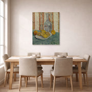 Gallery-wrapped canvas print of Vincent van Gogh's Carafe and Dish with Citrus Fruit displayed on a wall in a dining room