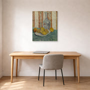 Gallery-wrapped canvas print of Vincent van Gogh's Carafe and Dish with Citrus Fruit displayed on a wall in a home office