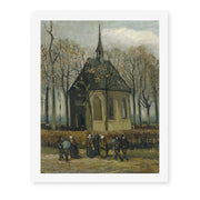 Vincent van Gogh's 'Congregation Leaving the Reformed Church in Nuenen' painting reproduced as a rolled canvas print