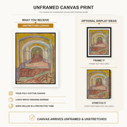 Vincent van Gogh - Corridor in the Asylum canvas print size comparison and framing display infographic