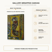 Vincent van Gogh - Courtesan gallery wrap canvas construction and hanging details infographic