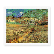 Vincent van Gogh's 'Enclosed Wheat Field with Peasant' painting reproduced as a rolled canvas print