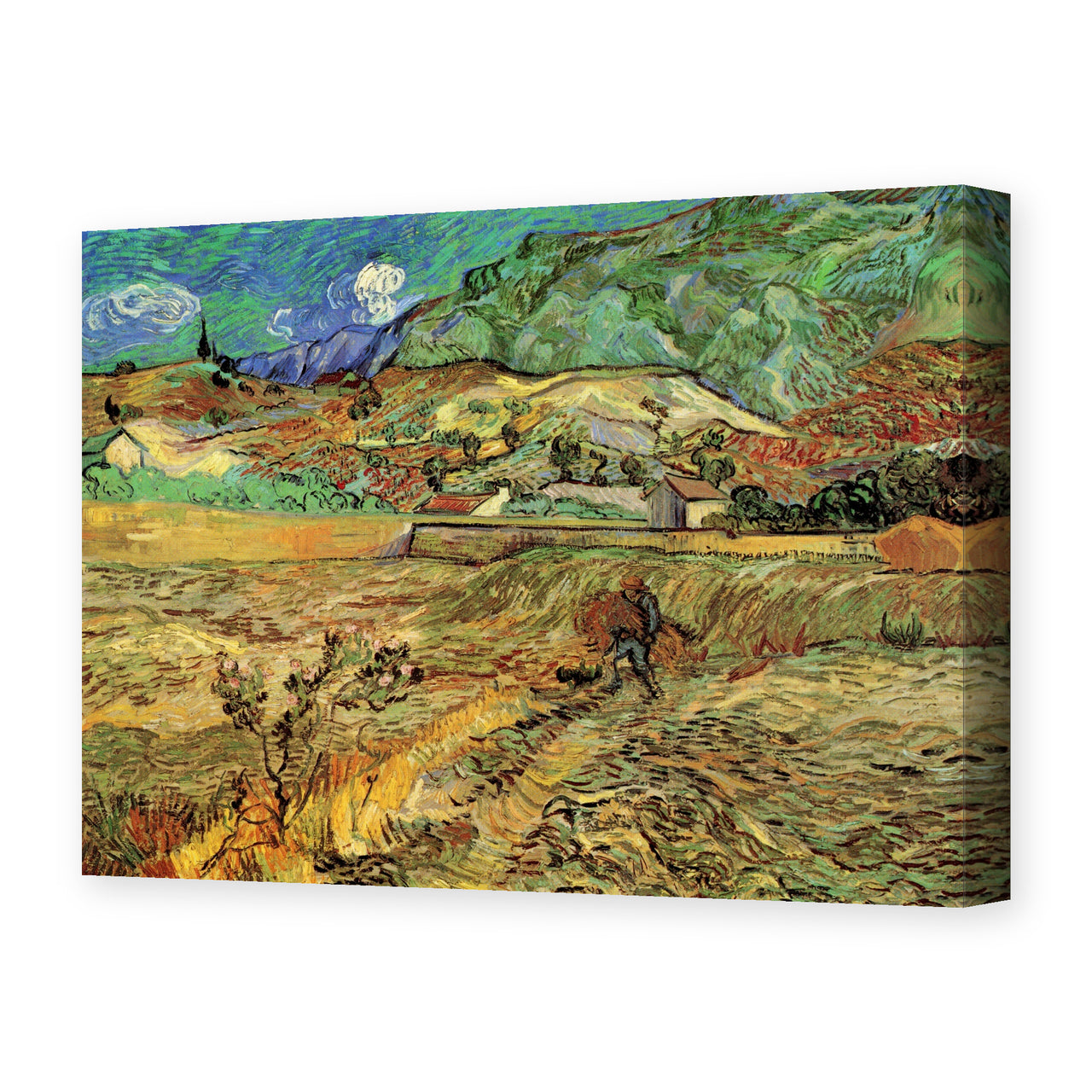 Vincent van Gogh's 'Enclosed Wheat Field with Peasant' painting reproduced as a gallery-wrapped canvas print