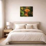 Gallery-wrapped canvas print of Vincent van Gogh's Entrance to a Quarry displayed on a wall in a bedroom