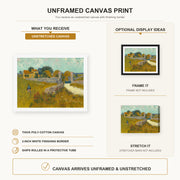 Vincent van Gogh - Farmhouse in Provence canvas print size comparison and framing display infographic