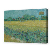 Vincent van Gogh's 'Field with Flowers Near Arles' painting reproduced as a gallery-wrapped canvas print