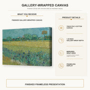 Vincent van Gogh - Field with Flowers Near Arles gallery wrap canvas construction and hanging details infographic